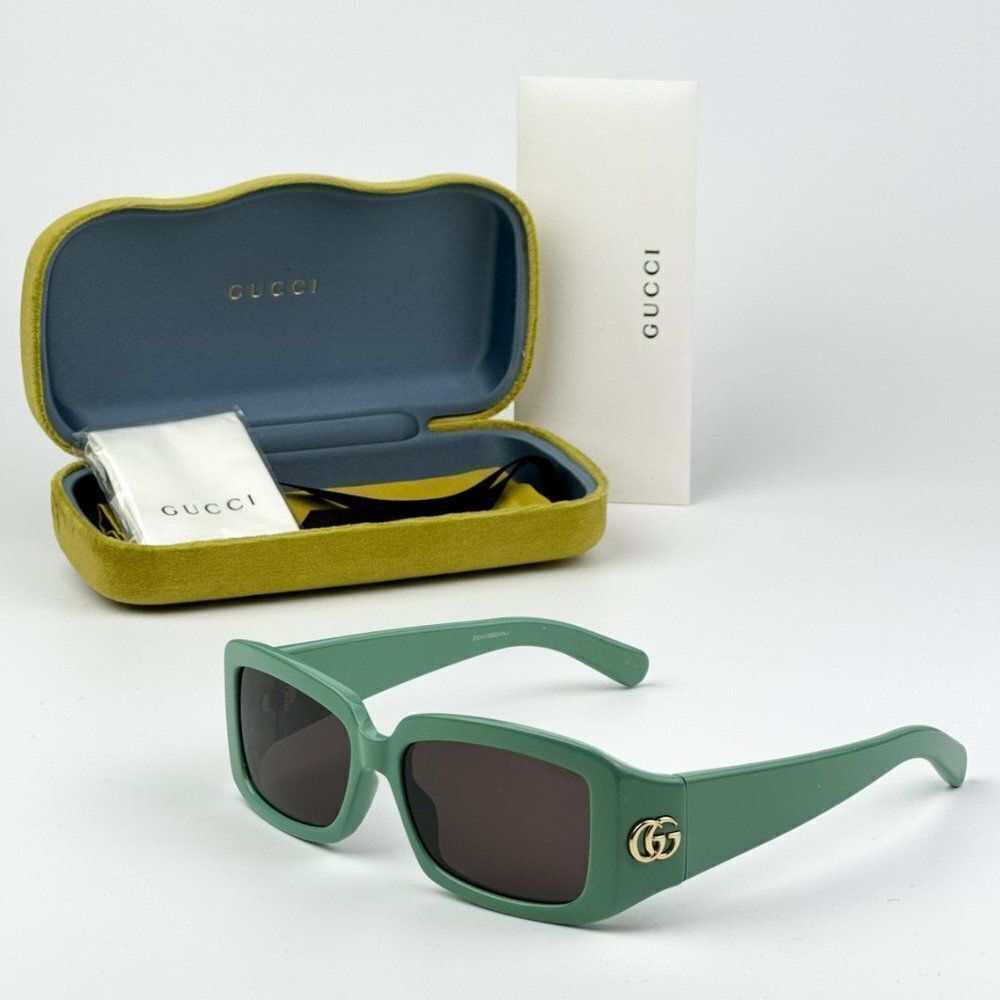 NEW Gucci GG1403S 004 Sage Green Gray Unisex Rectangle Sunglasses GG 1403S - Picture 3 of 11